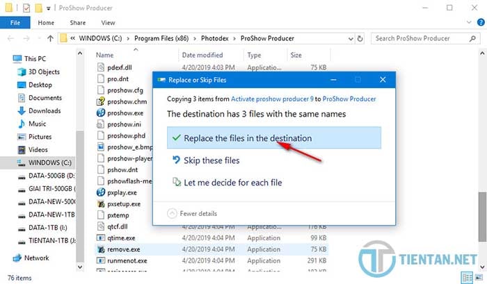 Ghi đè file đã tồn tại trong Windows 10