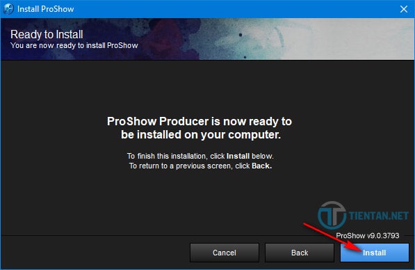 Click "Install" để tiến hành cài đặt Proshow Producer 9.0 lên máy tính của bạn.
